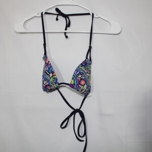 Athleta Navy Blue Flower Swim Bikini Top Size XXS.